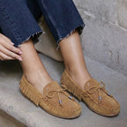A7767 MOCASÍN SERRAJE FLECOS Y TACHAS CAMEL