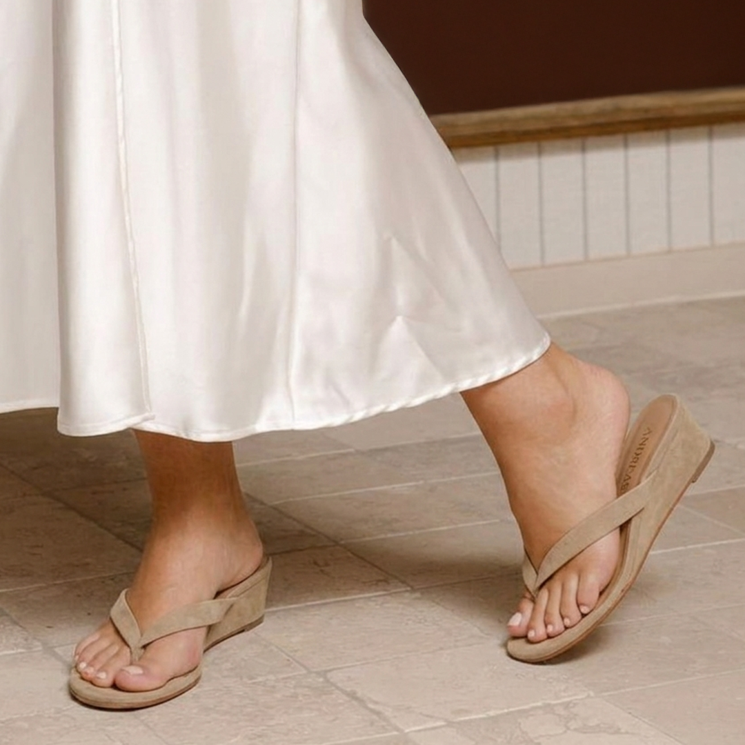 A7838 SANDALIA CUÑA ANTE BEIGE