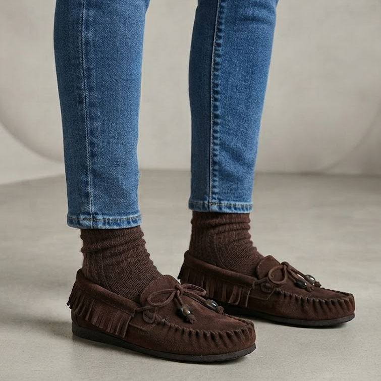 A7870 MOCASÍN  SERRAJE FLECOS MARRÓN