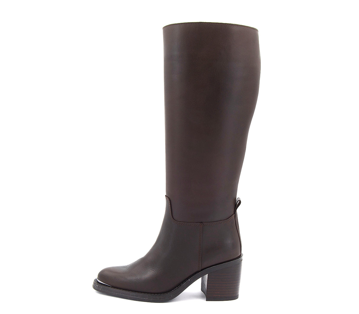 5245 BOTA PIEL MARRON TACÓN ANCHO