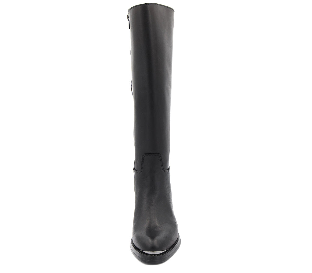 5245 BOTA PIEL NEGRA TACÓN ANCHO