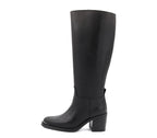 5245 BOTA PIEL NEGRA TACÓN ANCHO