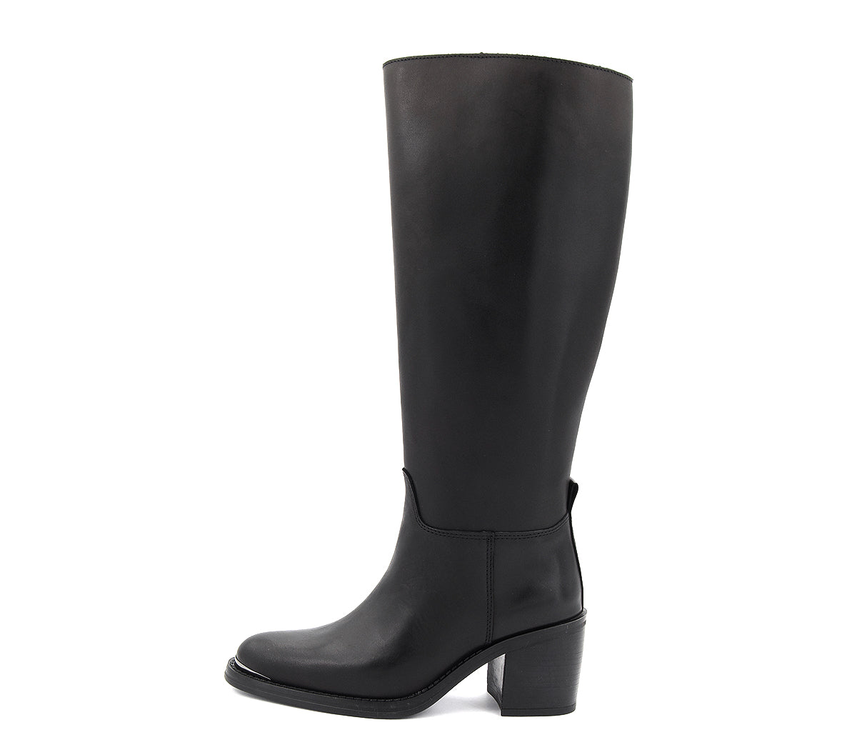 5245 BOTA PIEL NEGRA TACÓN ANCHO