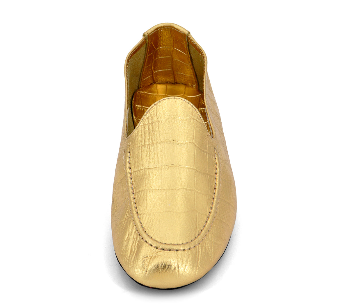 528 MOCASÍN PIEL PASTILLA COCODRILO DORADO
