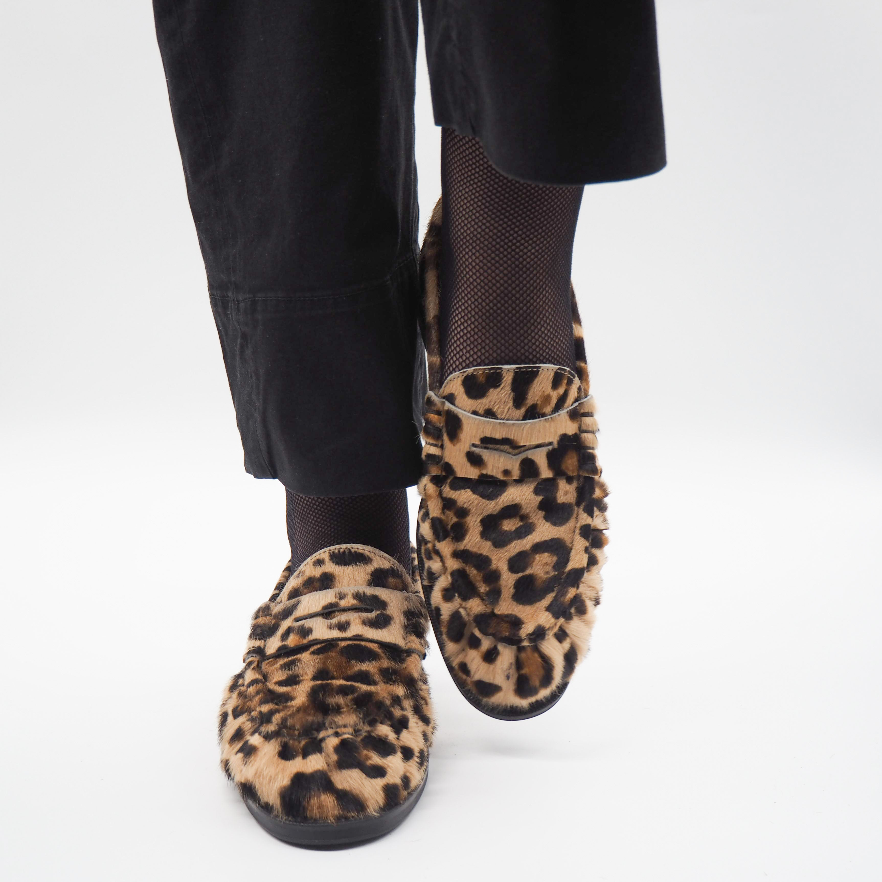 ELVISWORDS Zapatos Planos Con Tampado De Leopardo Y Rosas Para Mujer