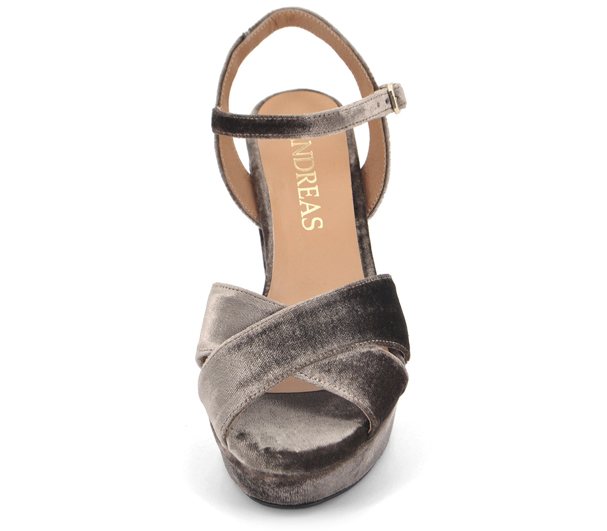 A3124 SANDALIA TACÓN TERCIOPELO TAUPE