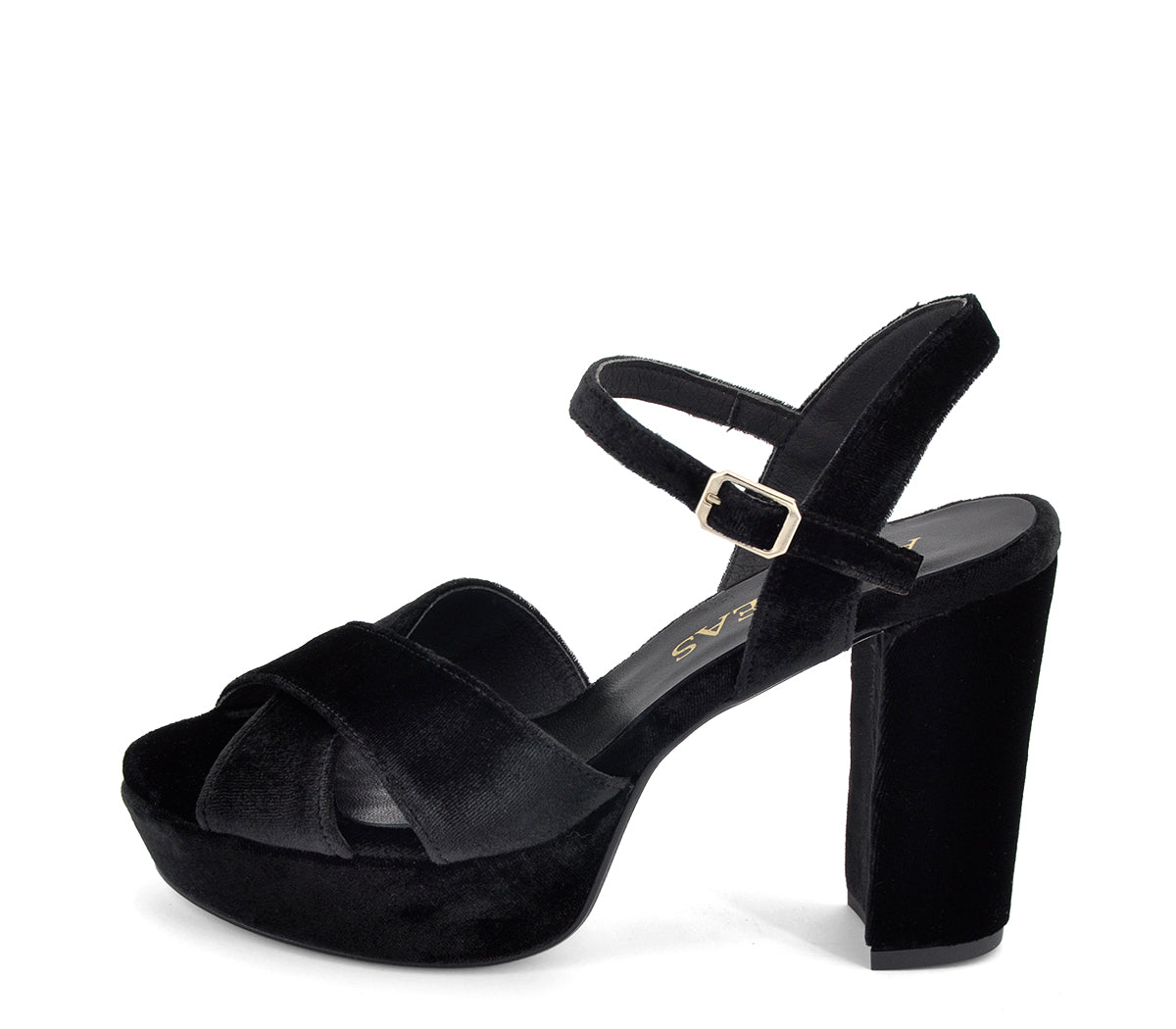 A3124 SANDALIA TACÓN TERCIOPELO NEGRO