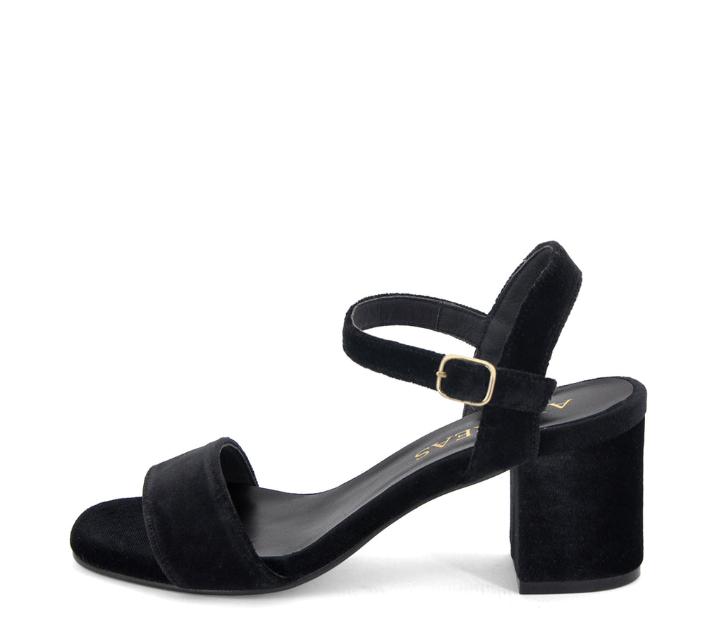A4914 SANDALIA TACÓN TERCIOPELO NEGRO