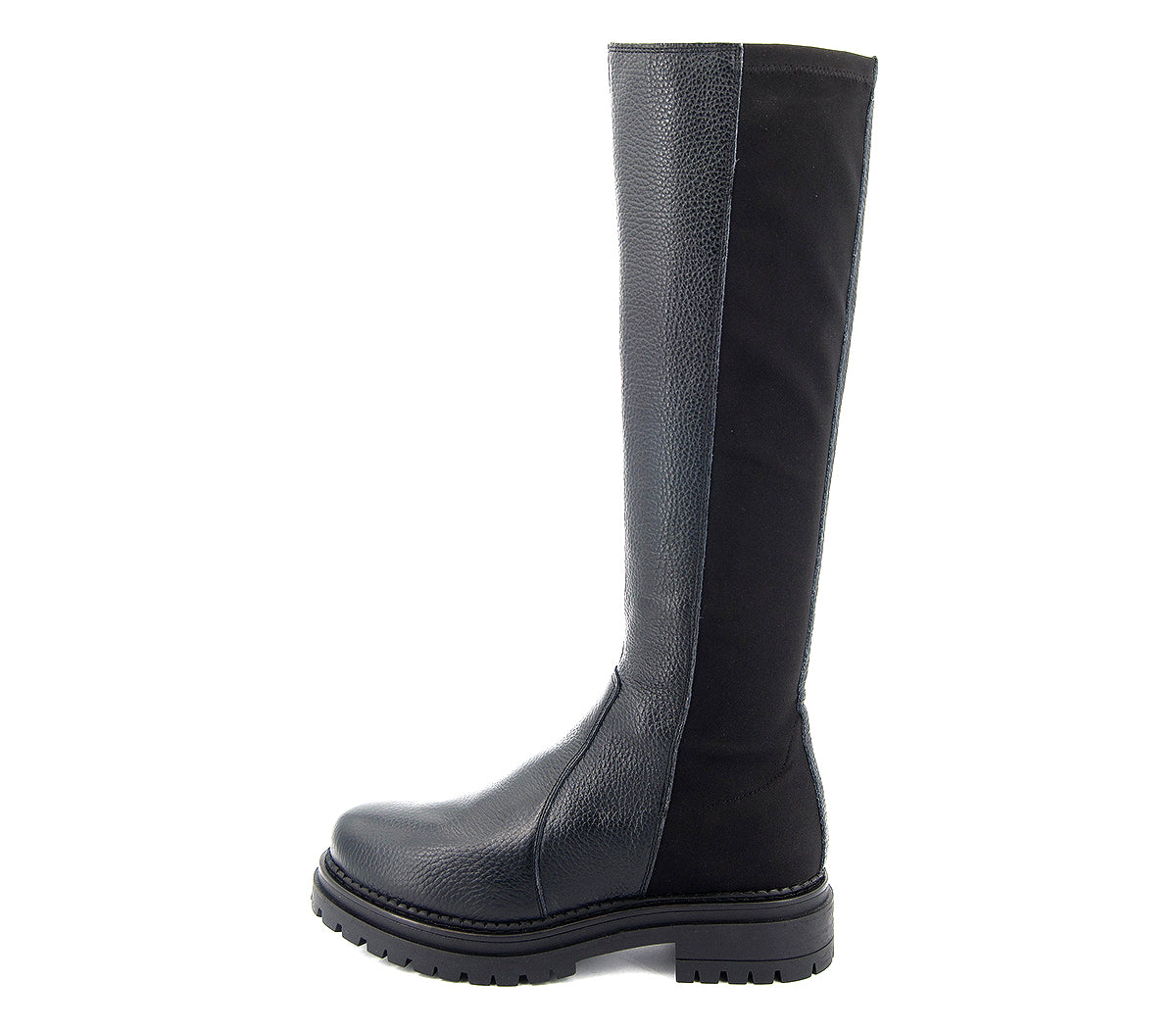 A7036 BOTA PIEL Y ELÁSTICO NEGRO