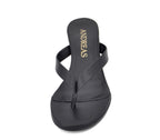 A7838 BLACK LEATHER WEDGE SANDAL