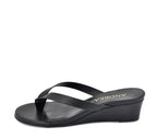 A7838 BLACK LEATHER WEDGE SANDAL