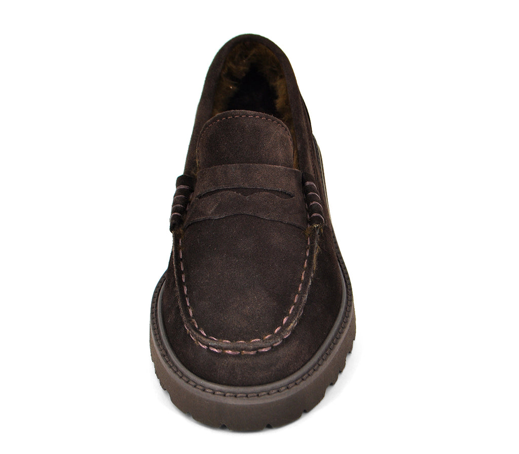 A7863 MOCASÍN SERRAJE MARRÓN Y PELO