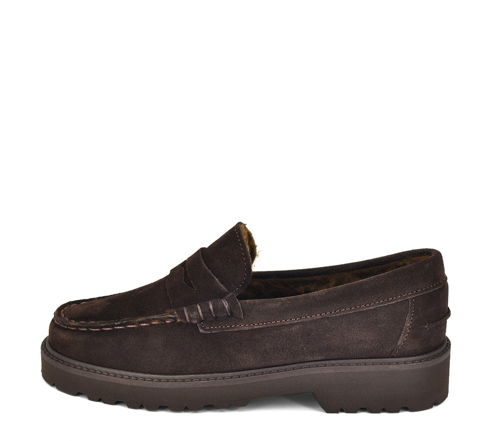 A7863 MOCASÍN SERRAJE MARRÓN Y PELO