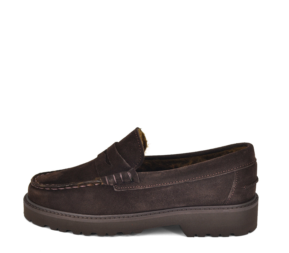 A7863 MOCASÍN SERRAJE MARRÓN Y PELO