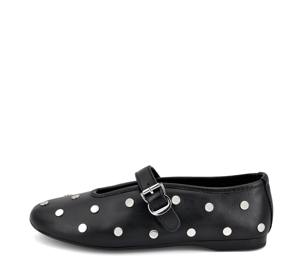 A7969 BAILARINA PIEL NEGRA CON TACHAS PLATA