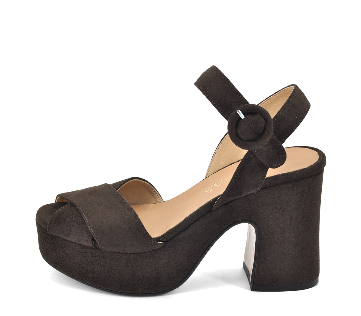 A5198 SANDALIA TACÓN ANTELINA MARRÓN OSCURO.