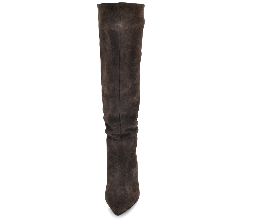 A7613 BOTA TACÓN FRUNCIDA SERRAJE NEGRO