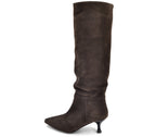 A7613 BOTA TACÓN FRUNCIDA SERRAJE NEGRO