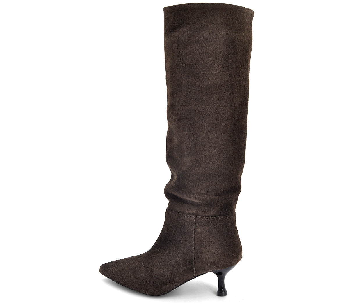 A7613 BOTA TACÓN FRUNCIDA SERRAJE NEGRO