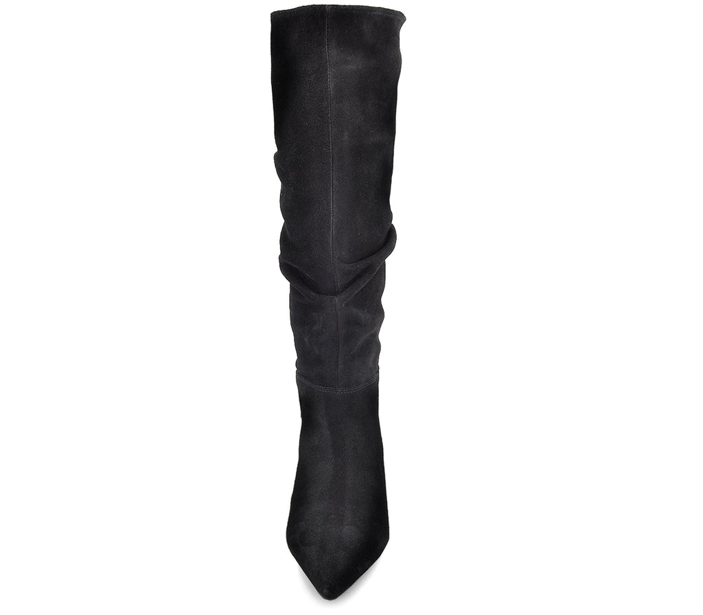A7613 BOTA TACÓN FRUNCIDA SERRAJE NEGRO
