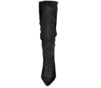 A7613 BOTA TACÓN FRUNCIDA SERRAJE NEGRO