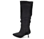 A7613 BOTA TACÓN FRUNCIDA SERRAJE NEGRO