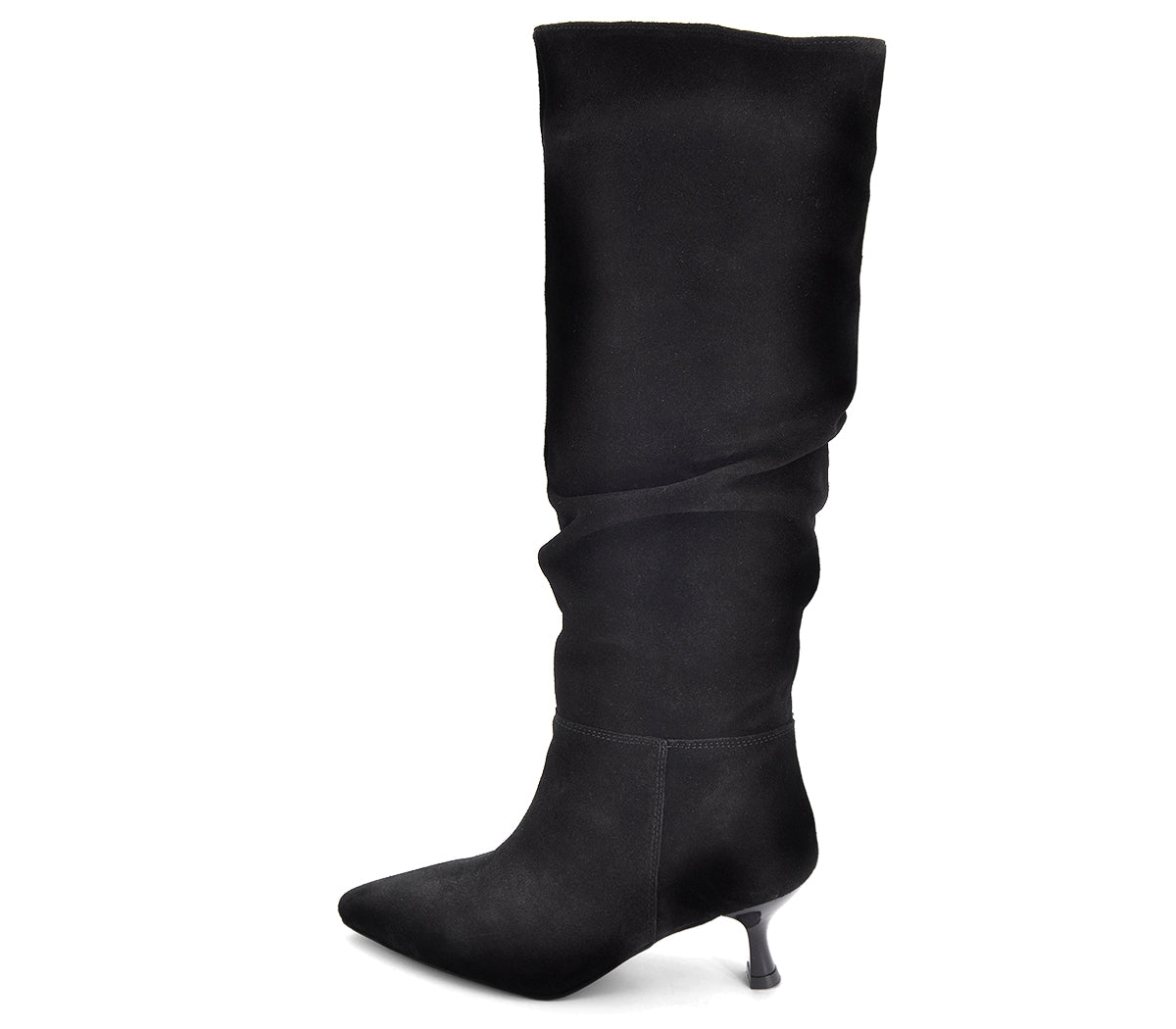 A7613 BOTA TACÓN FRUNCIDA SERRAJE NEGRO