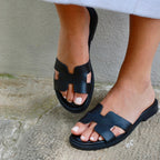 F-18 SANDALIA PALA PIEL NEGRA