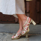 JUDIT4 SANDALIA TIRAS TACÓN PLATINO