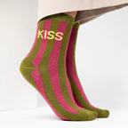 FM008 CALCETINES KAKI/ROSA