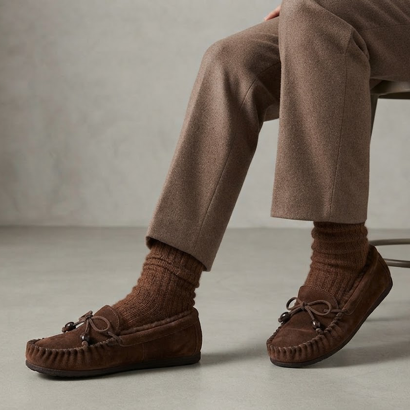 A7871 MOCASÍN SERRAJE MARRÓN Y PELO