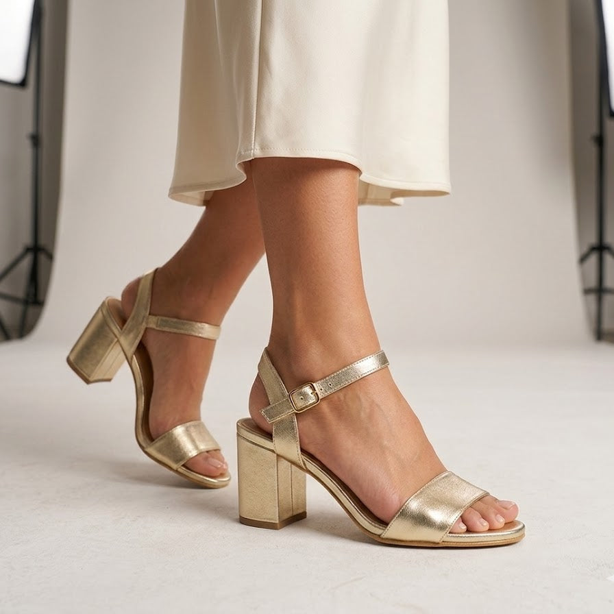 A4914 SANDALIA TACÓN PLATINO