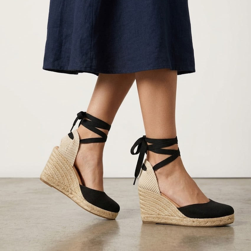 102 ALPARGATA CUÑA LONA NEGRA