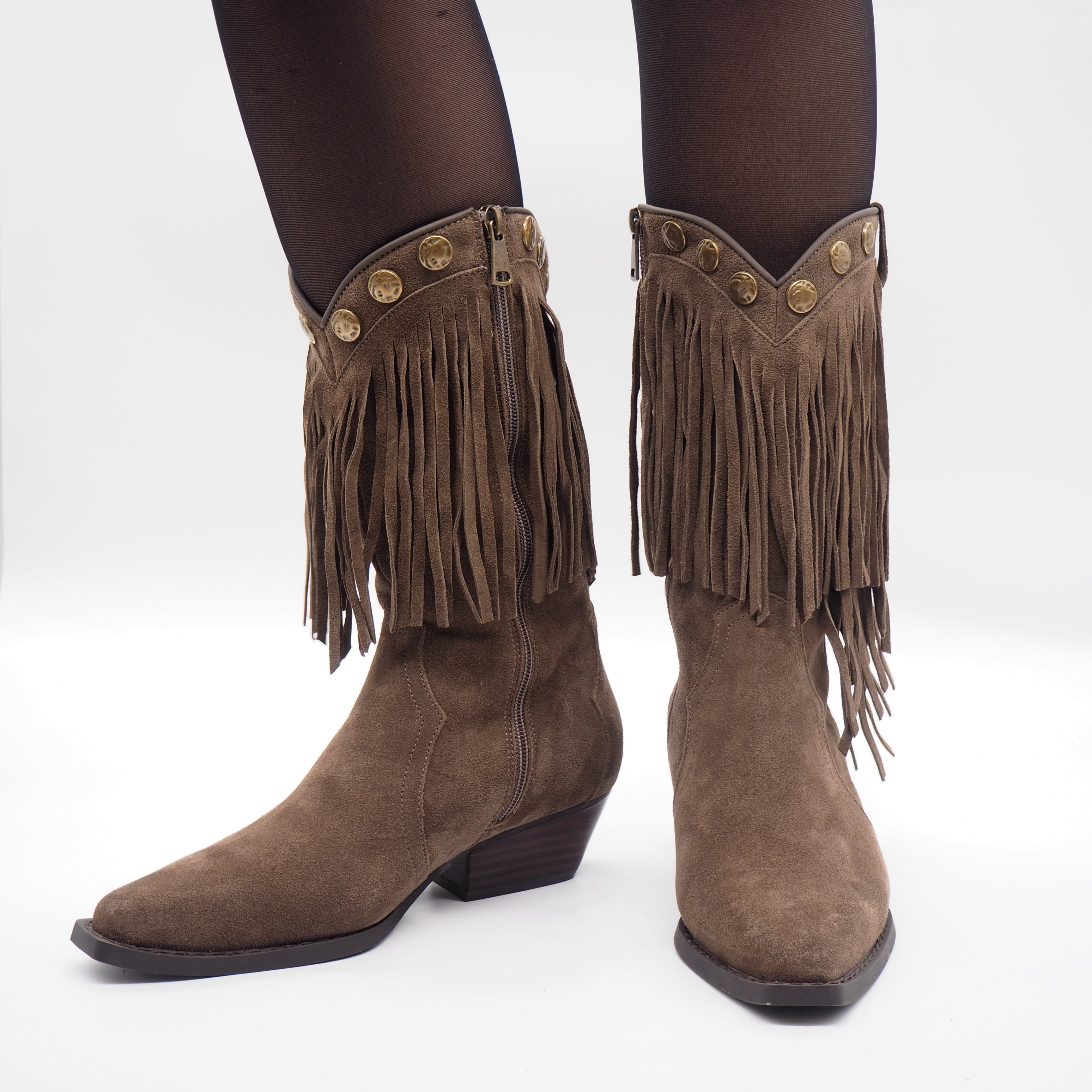 SS827 BOTA COWBOY FLECOS SERRAJE TAUPE