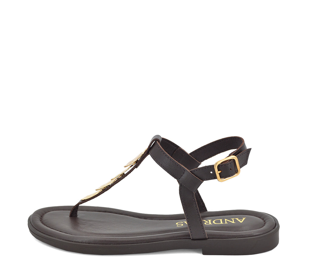 S-12 SANDALIA MARRÓN PIEZAS DORADAS