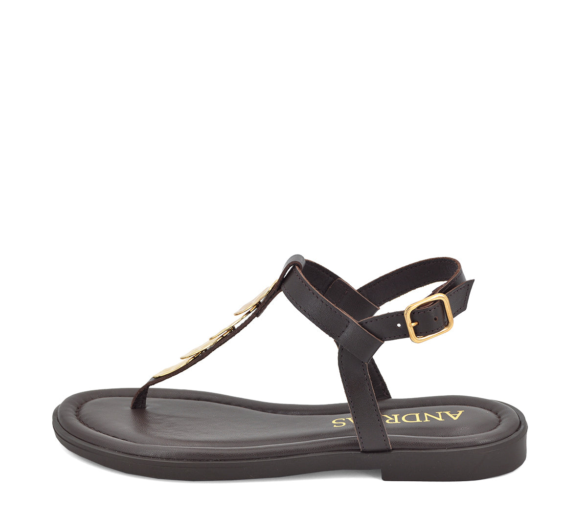 S-12 SANDALIA MARRÓN PIEZAS DORADAS