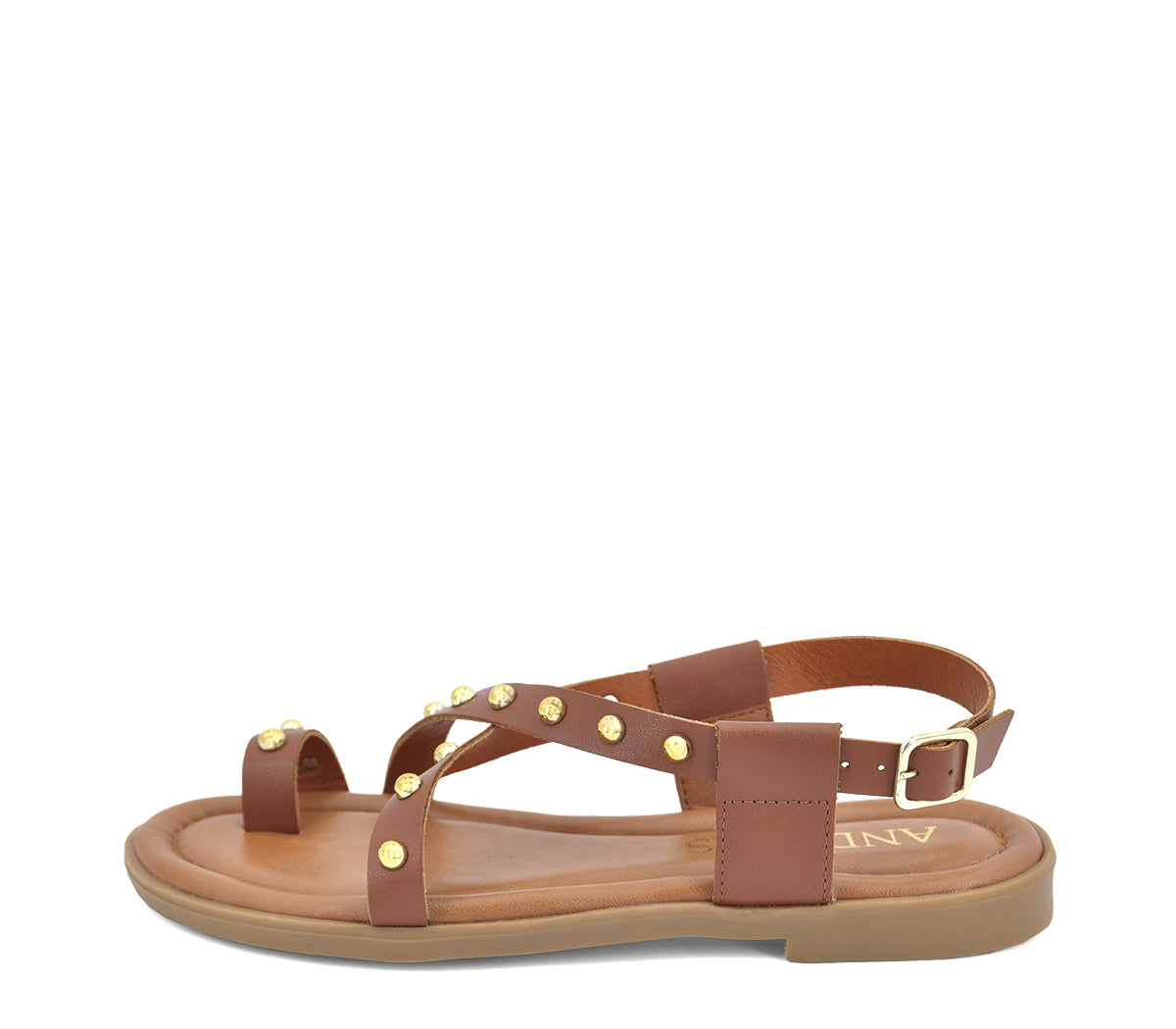 S-2 SANDALIA PIEL CUERO TACHAS REDONDAS