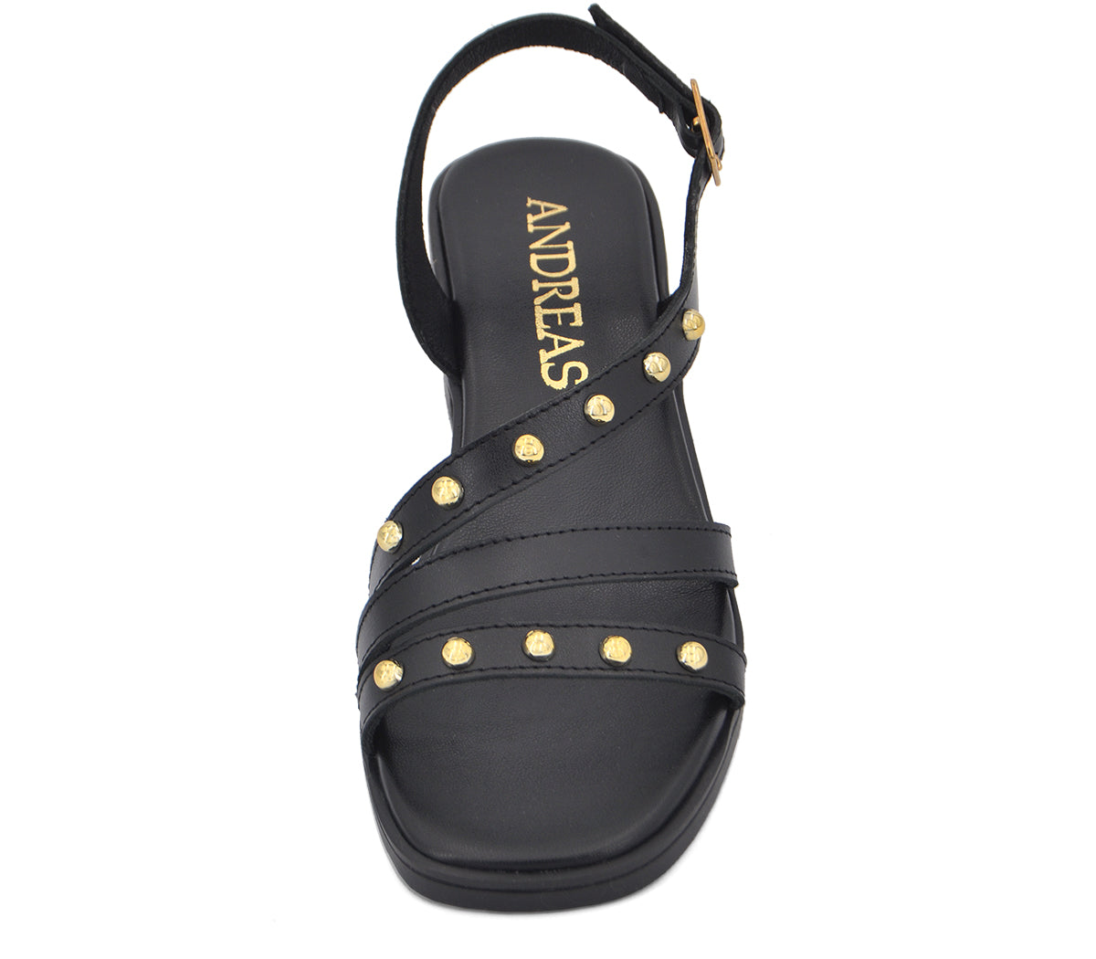 S-3 SANDALIA TACÓN PIEL NEGRA TACHAS REDONDAS