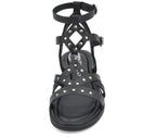 S-9 SANDALIA ROMANA TACHAS PIEL NEGRA