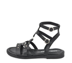 S-9 SANDALIA ROMANA TACHAS PIEL NEGRA