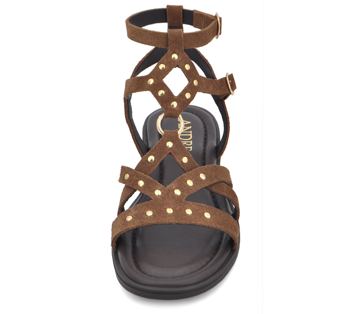 S-9 SANDALIA ROMANA TACHAS SERRAJE MARRÓN