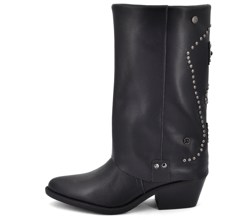 SS1974 BOTAS COWBOY PIEL NEGRA CON POLAINA