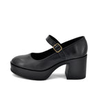 W-12 BAILARINA TACÓN PIEL NEGRA