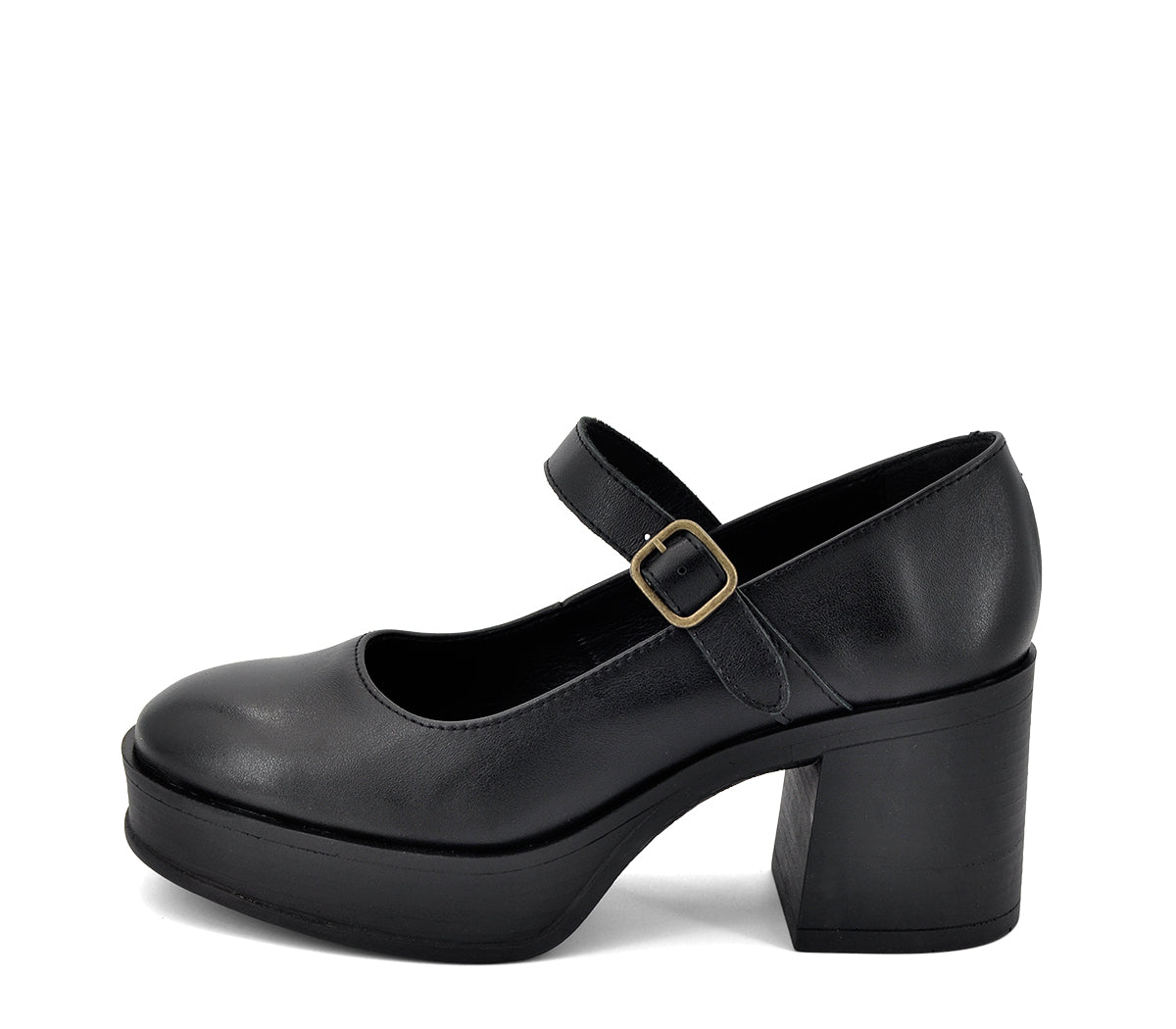 W-12 BAILARINA TACÓN PIEL NEGRA